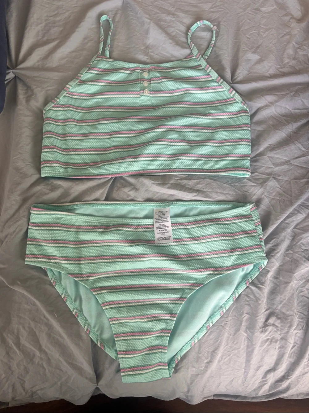 Mint & Pink Striped Swim suit